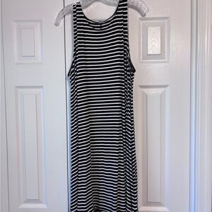 Old Navy Black and White Striped Midi Dress